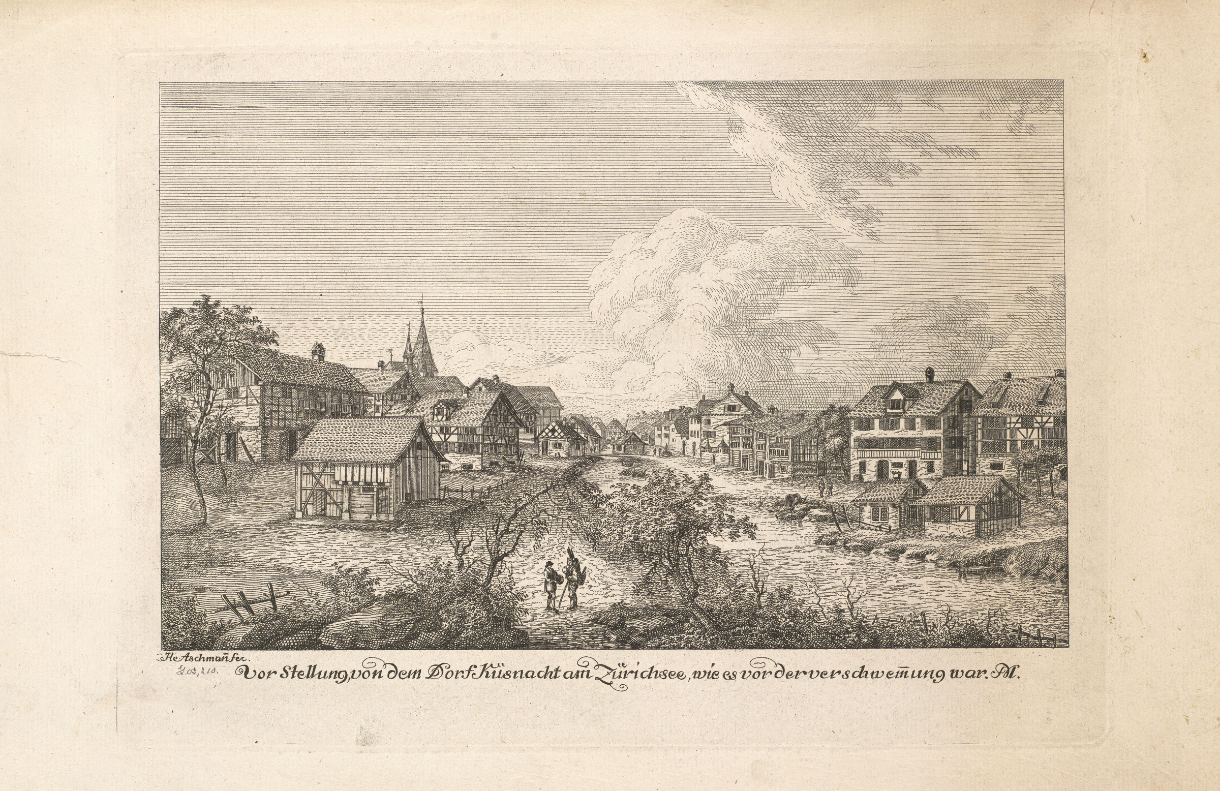 Küsnacht, Teilansicht. Naturkatastrophe